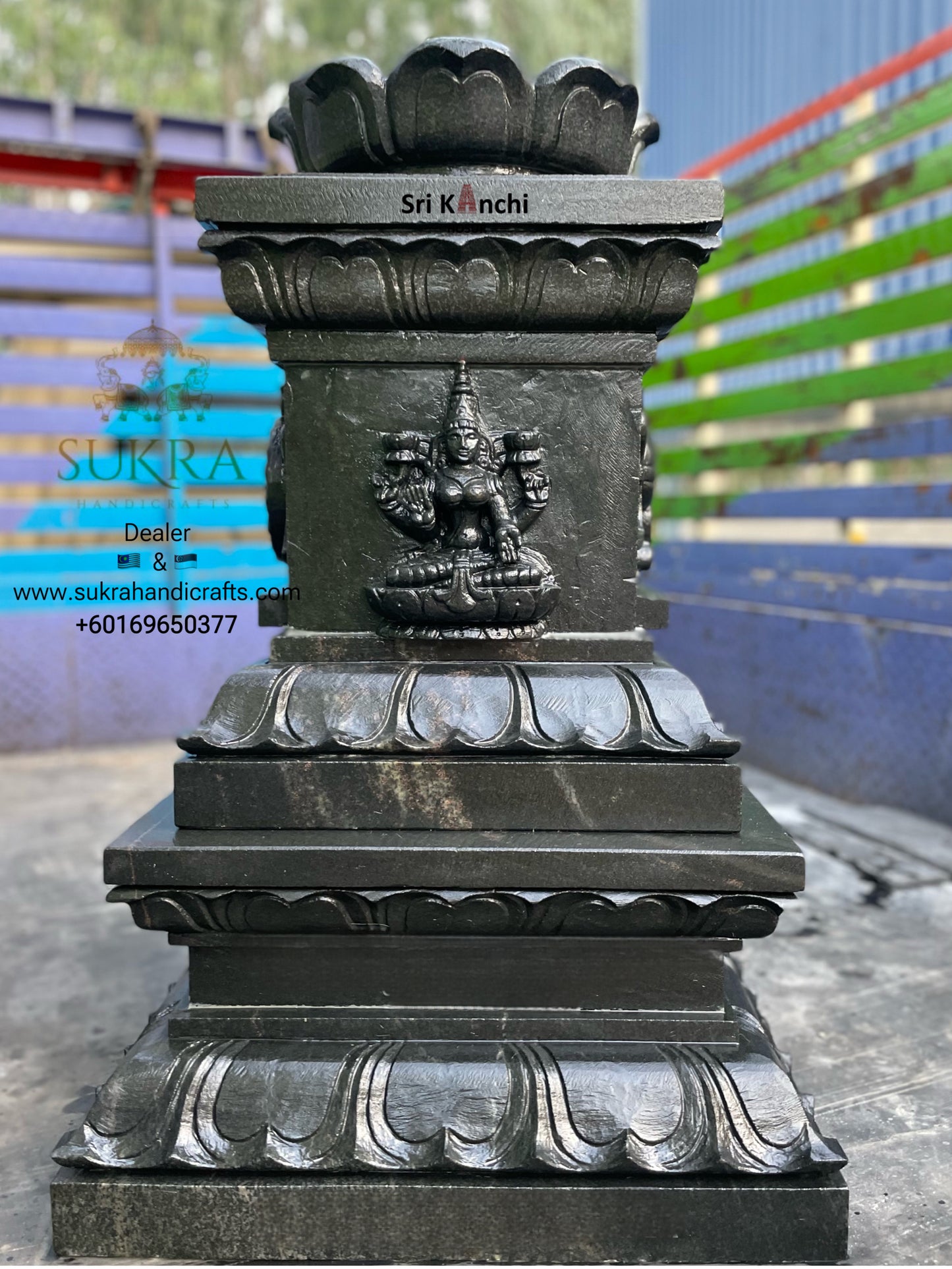 Black stone Sri lakshmi Thulsi maadam  with Vaishnava sign